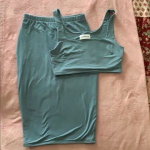 Sky blue two piece skirt and crop top set